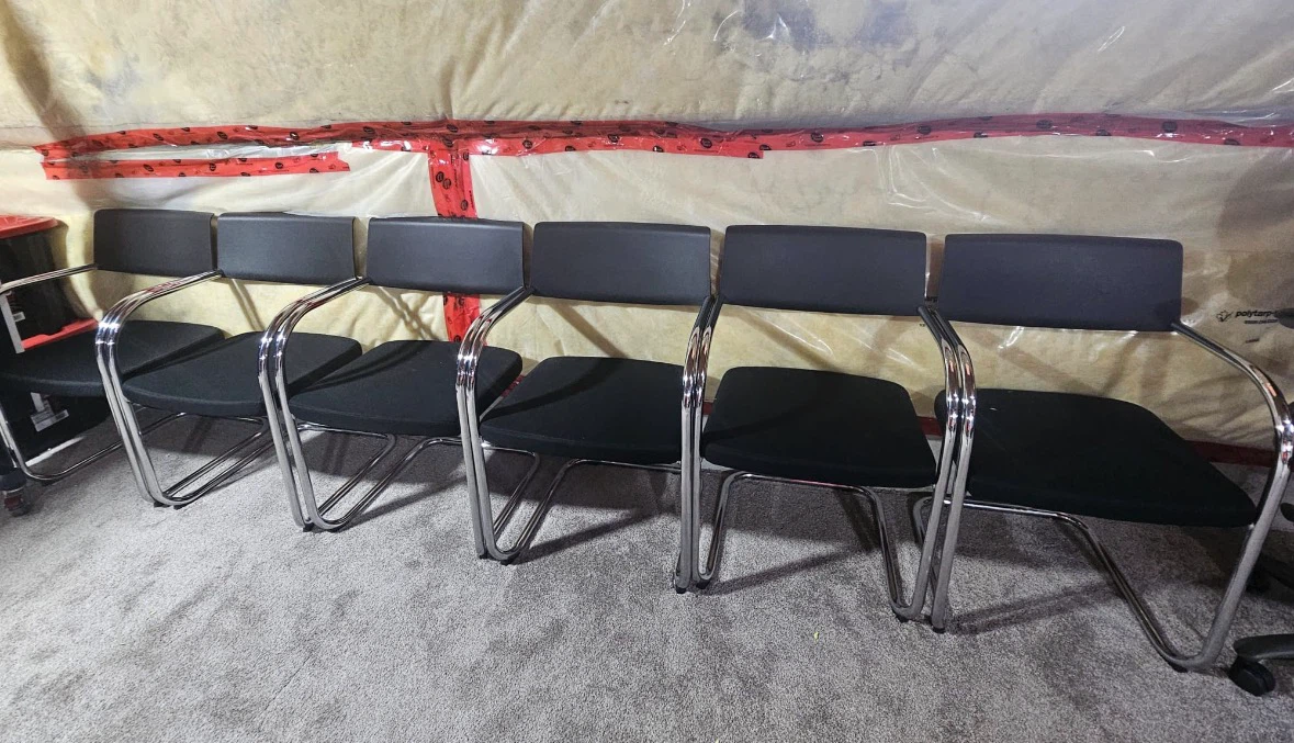 Set of 6 Black Cantilever Office Chairs