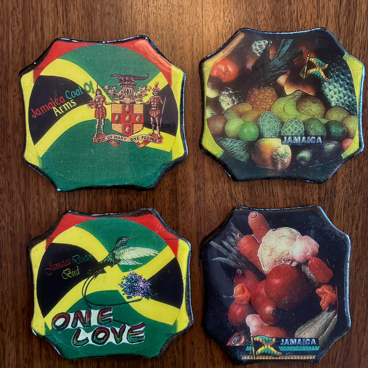 4 Jamaican Coasters Rastafarian Reggae Colours Jamaica Souvenir - photo 2