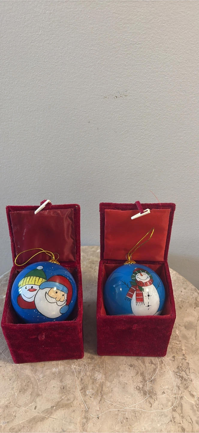 Vintage Two Hand-Painted Christmas Ornaments