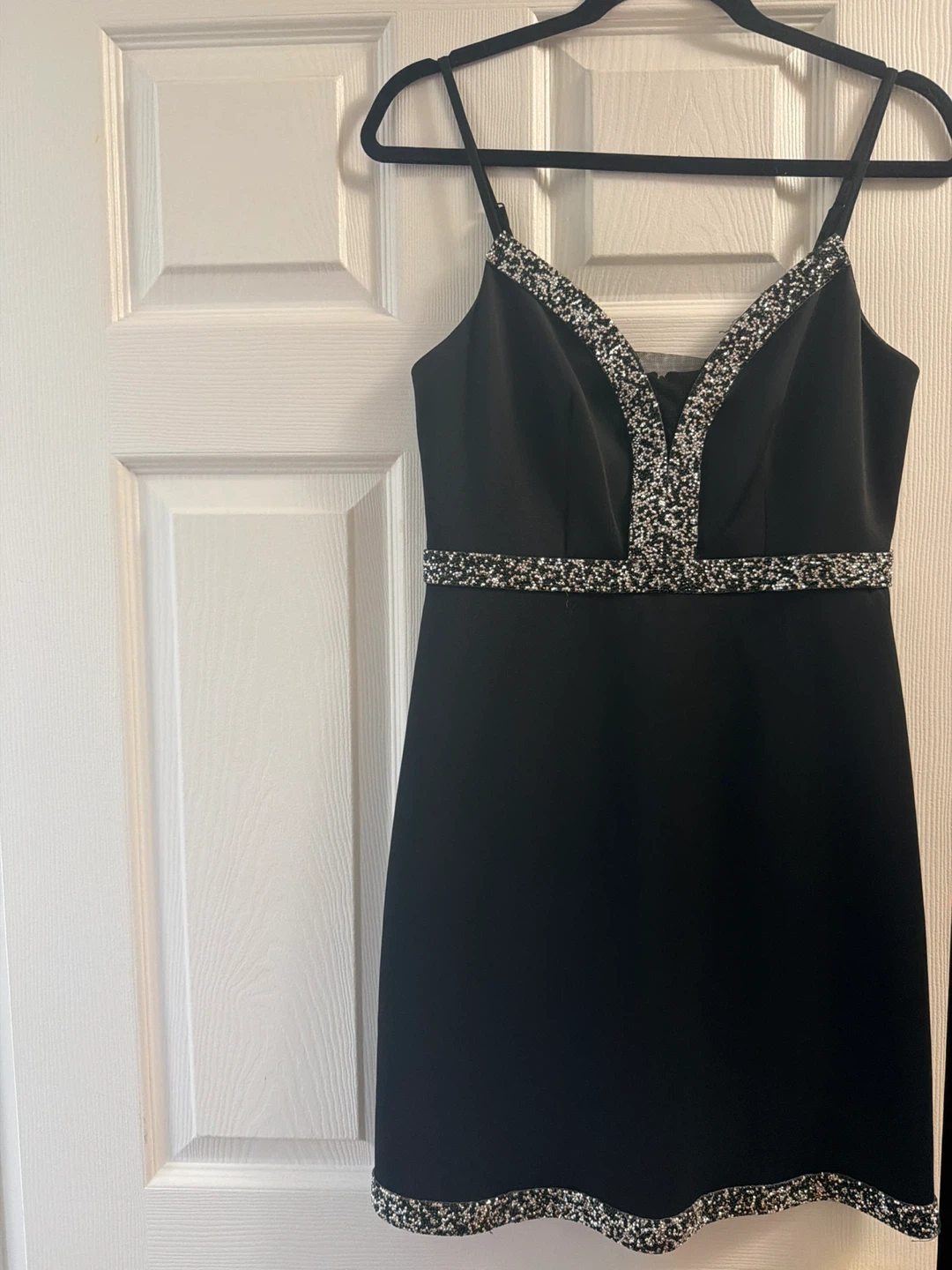 Le Chateau Black Dress with Rhinestone Detail