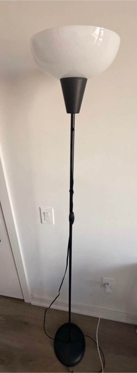 Black Floor Lamp with White Shade