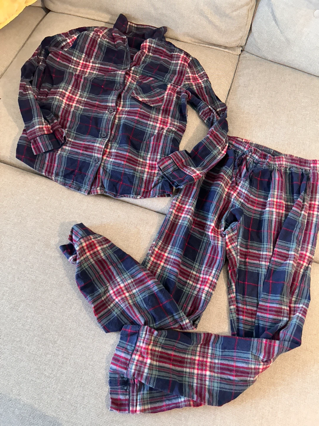 XS La Vie en Rose 100% Cotton Plaid Flannel Pajama Set - photo 2