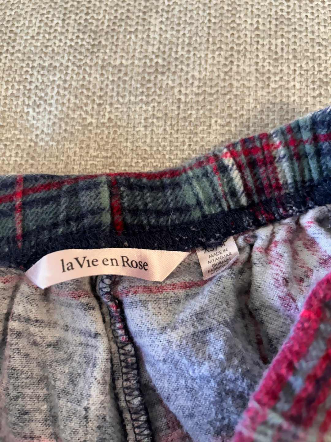 XS La Vie en Rose 100% Cotton Plaid Flannel Pajama Set - photo 3