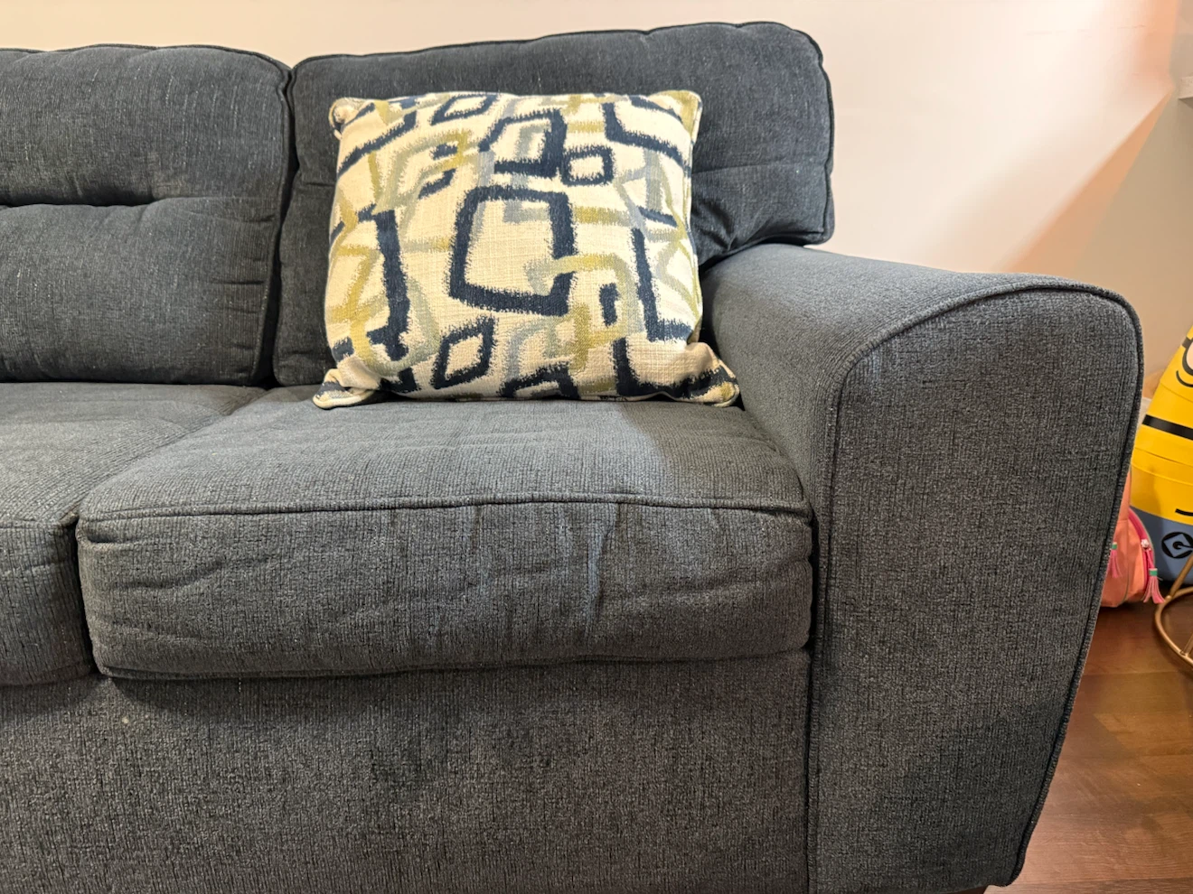 Dark grey fabric three-seater sofa - photo 4