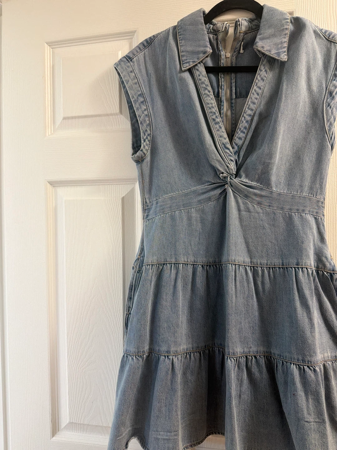 Sleeveless denim mini dress