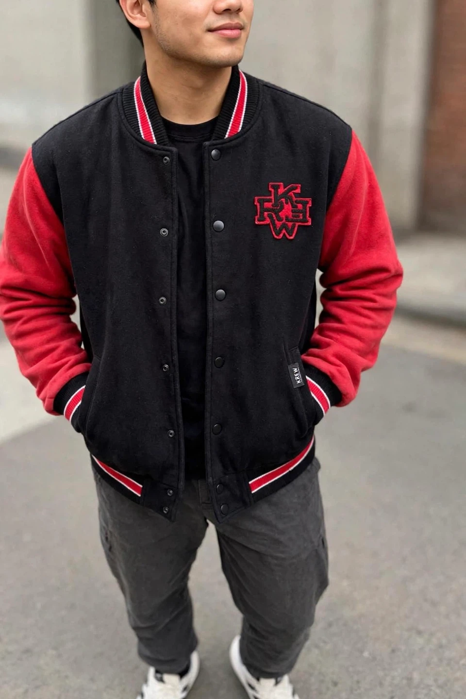 KREW Varsity Jacket Black and Red - photo 3