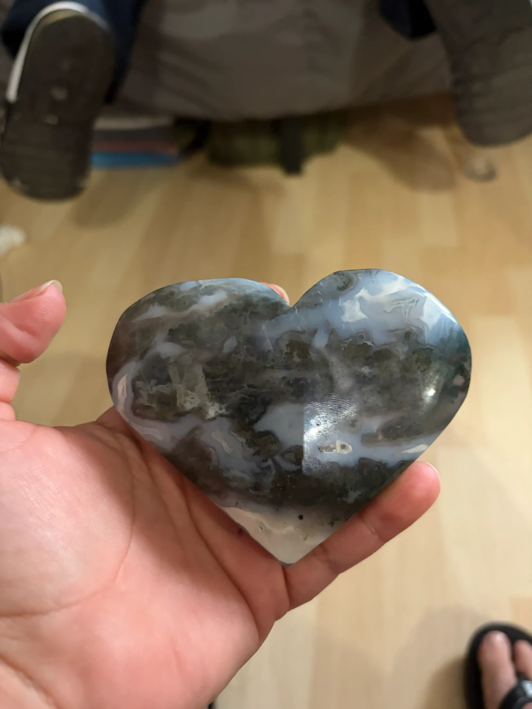 Polished Moss Agate Heart Stone - photo 3