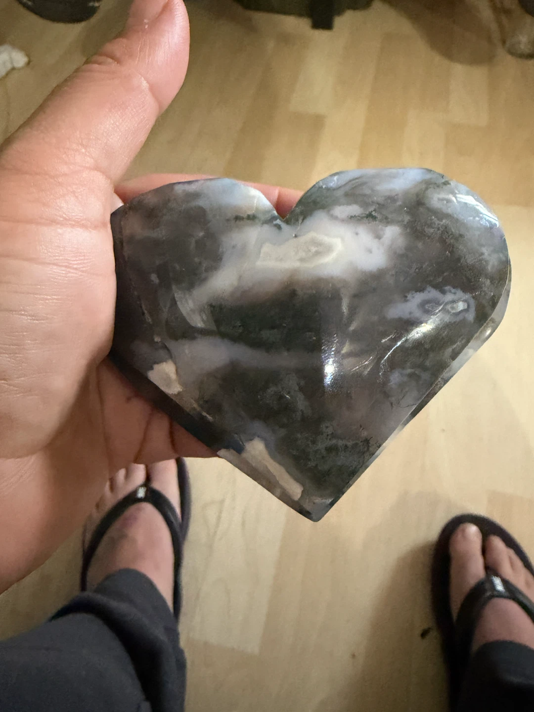 Polished Moss Agate Heart Stone - photo 5
