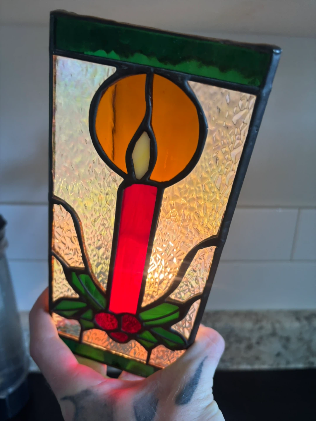 Set of Two Christmas Stained Glass Lamps - photo 5