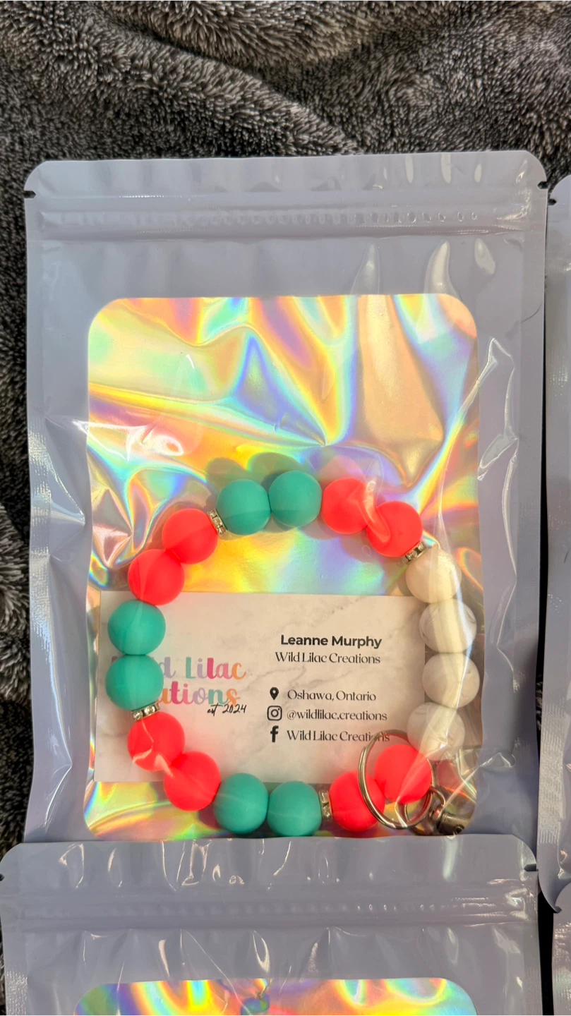 Beaded wristlet keychains summery, beaded pens with cup charms - photo 5
