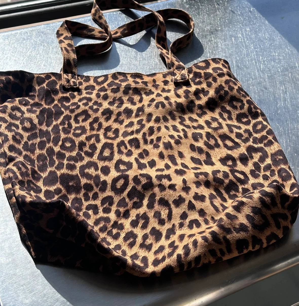 Leopard Print Tote Bag and ivory tote bag