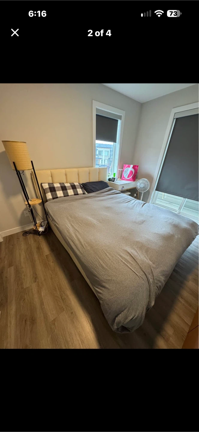 Queen Size Upholstered Bed Frame + Mattress