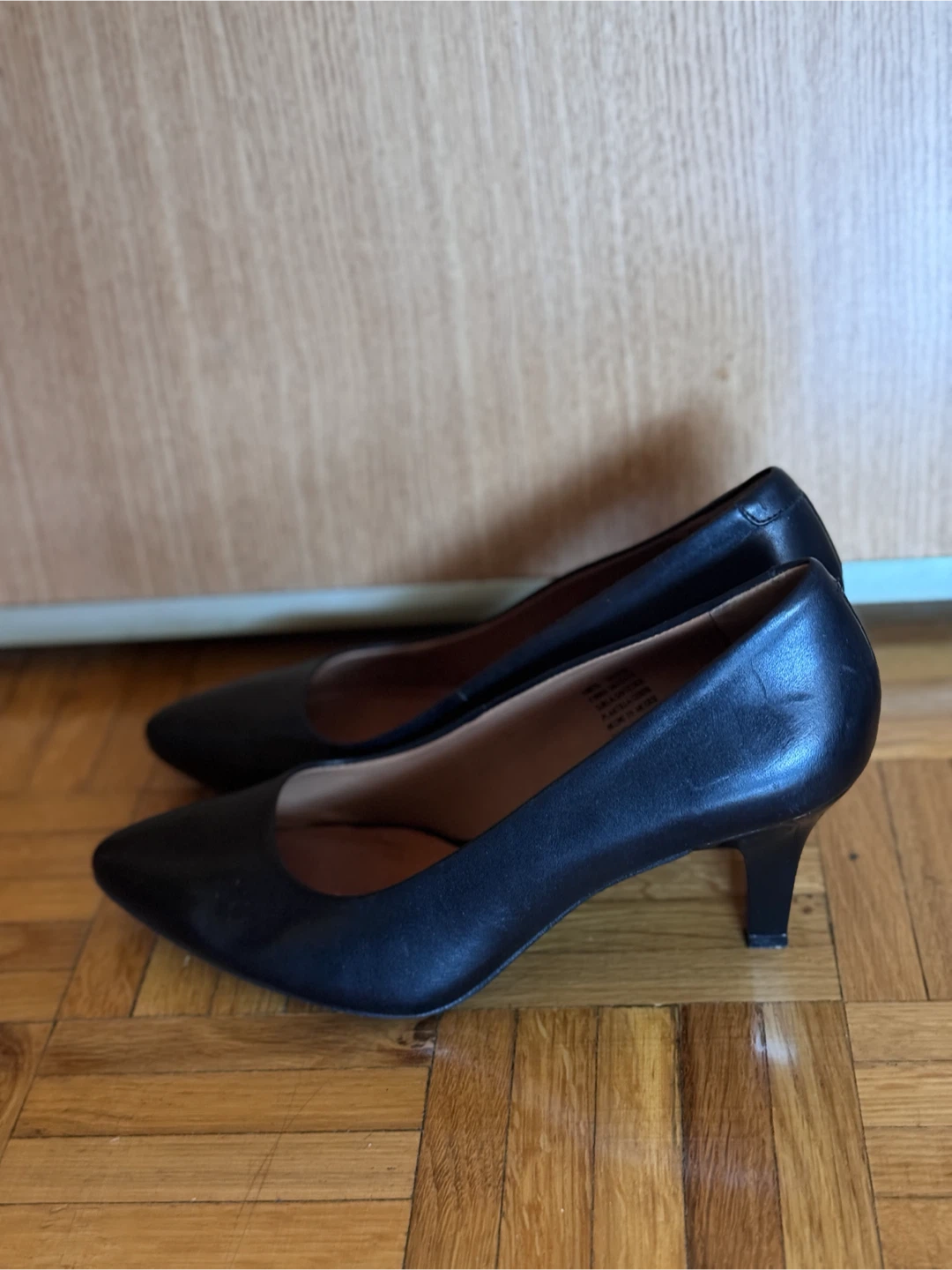 Flexi Black Leather Kitten Heels (W8) - photo 2