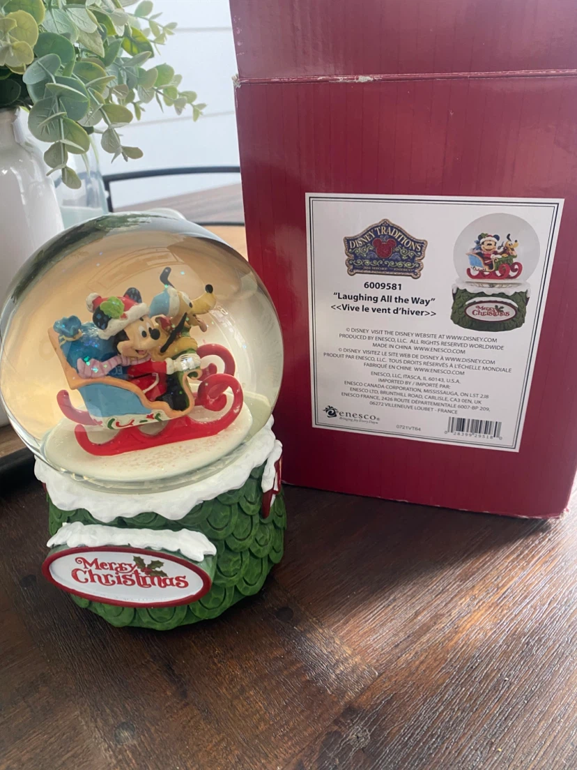 Disney Traditions Mickey and Pluto Snowglobe