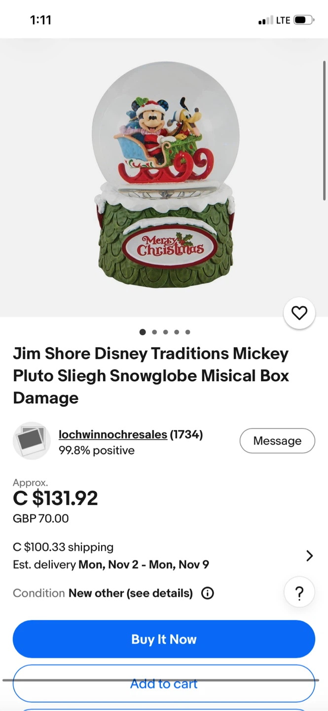 Disney Traditions Mickey and Pluto Snowglobe - photo 5