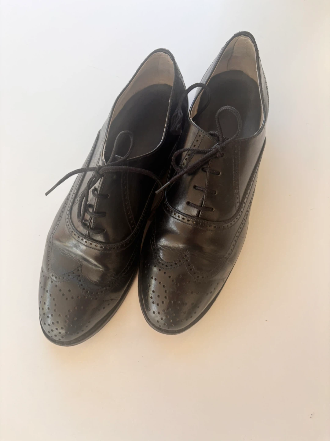 Black leather brogue dress shoes
