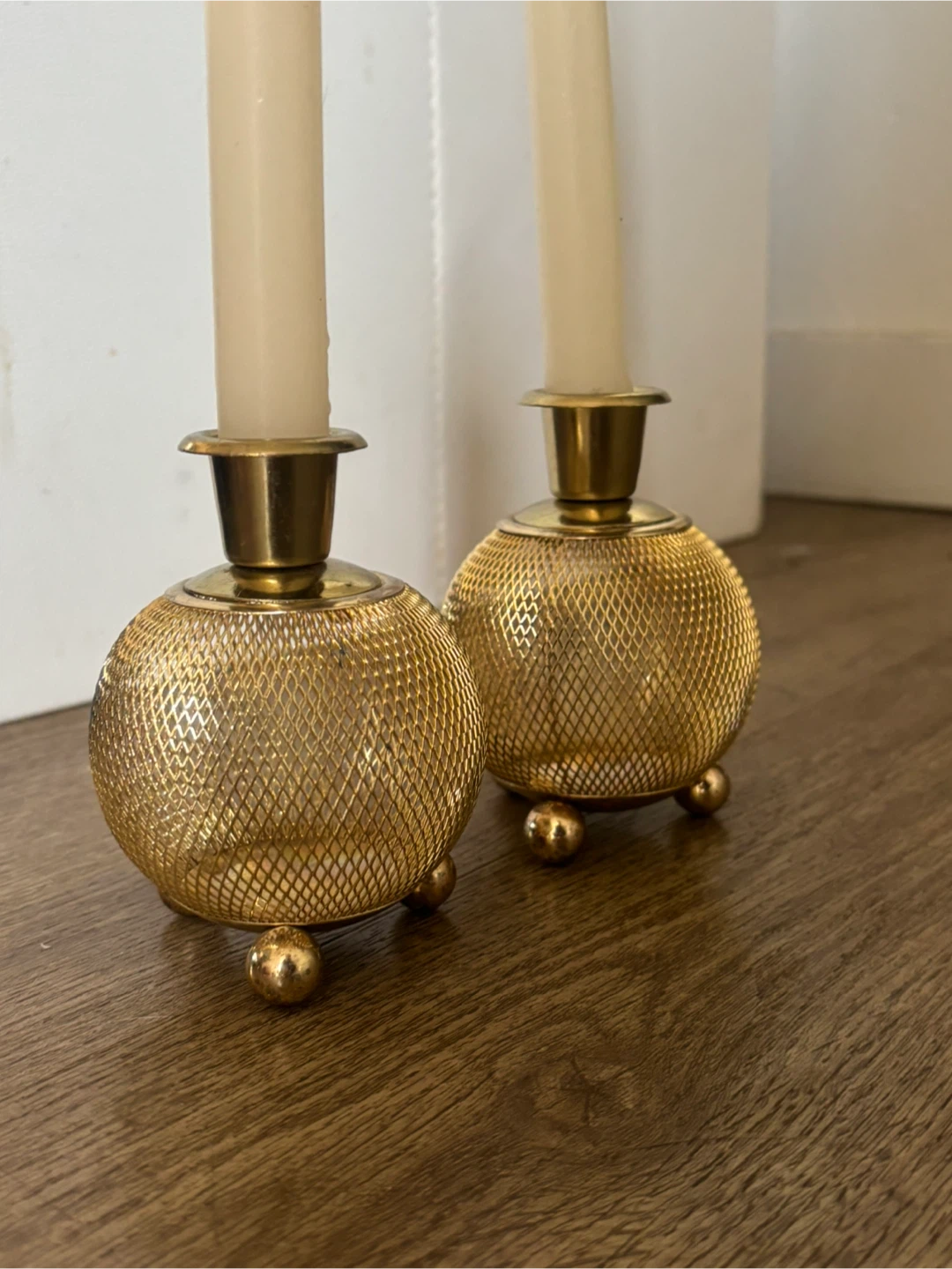 Gold Mesh Candle Holders - photo 2