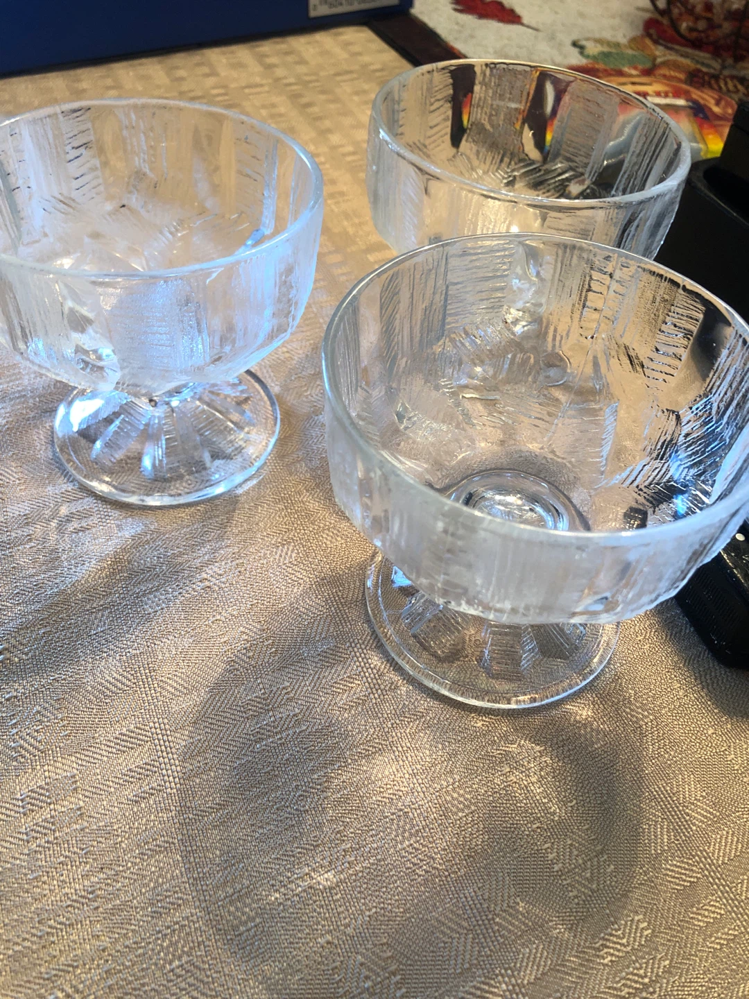 Set of 3 Textured Glass Dessert Bowls