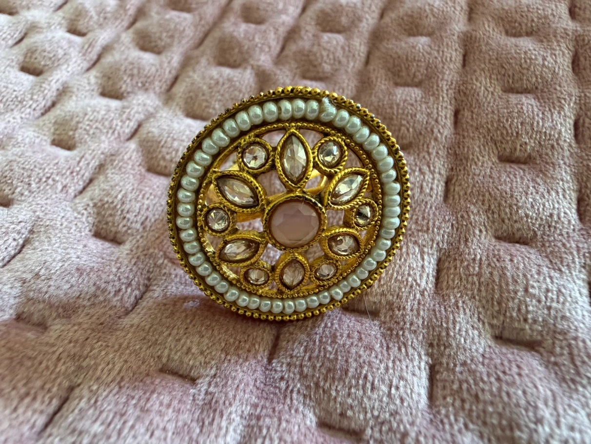 Gold-tone floral statement ring