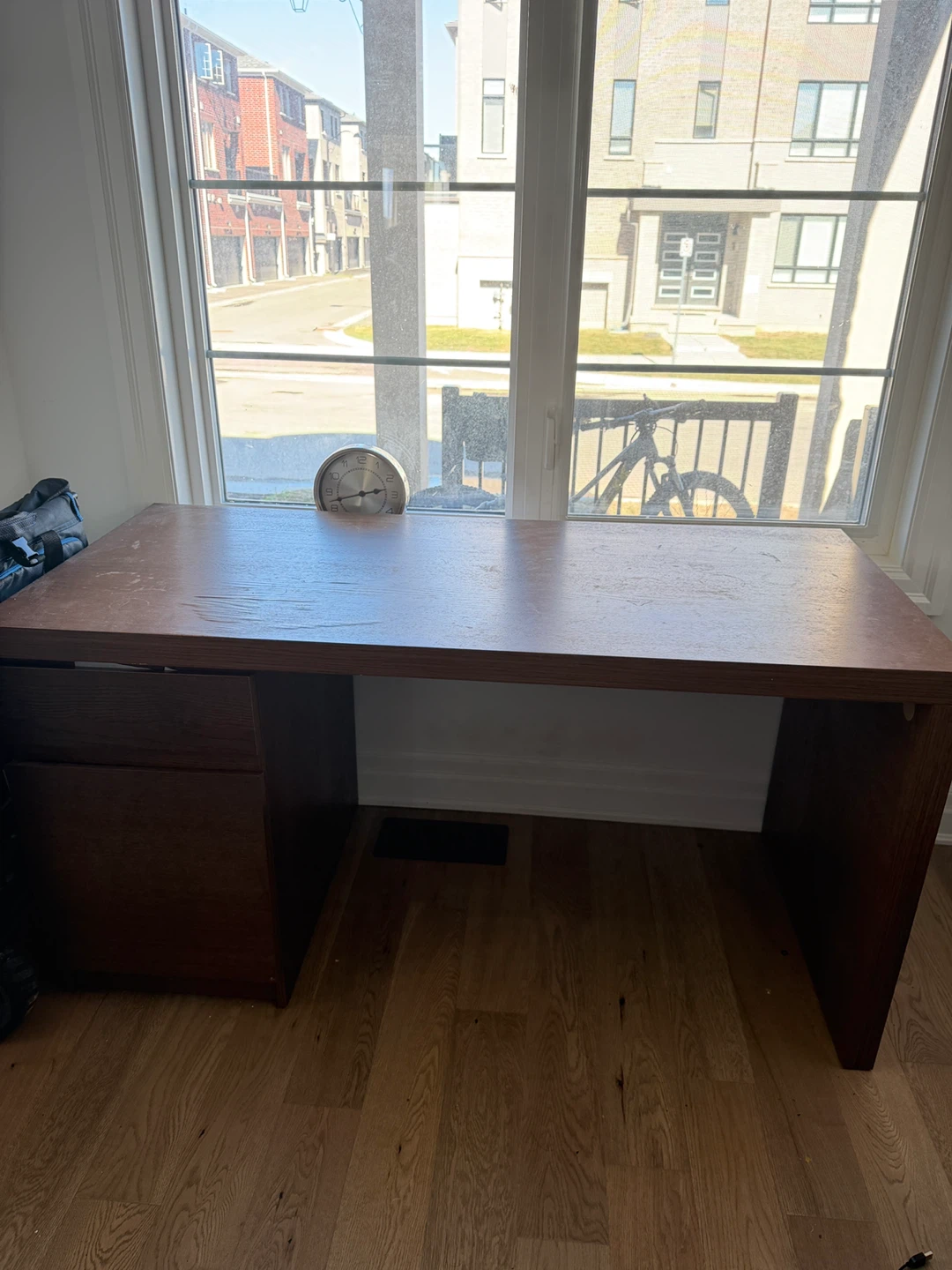 Dark wood desk with storage drawer - photo 2