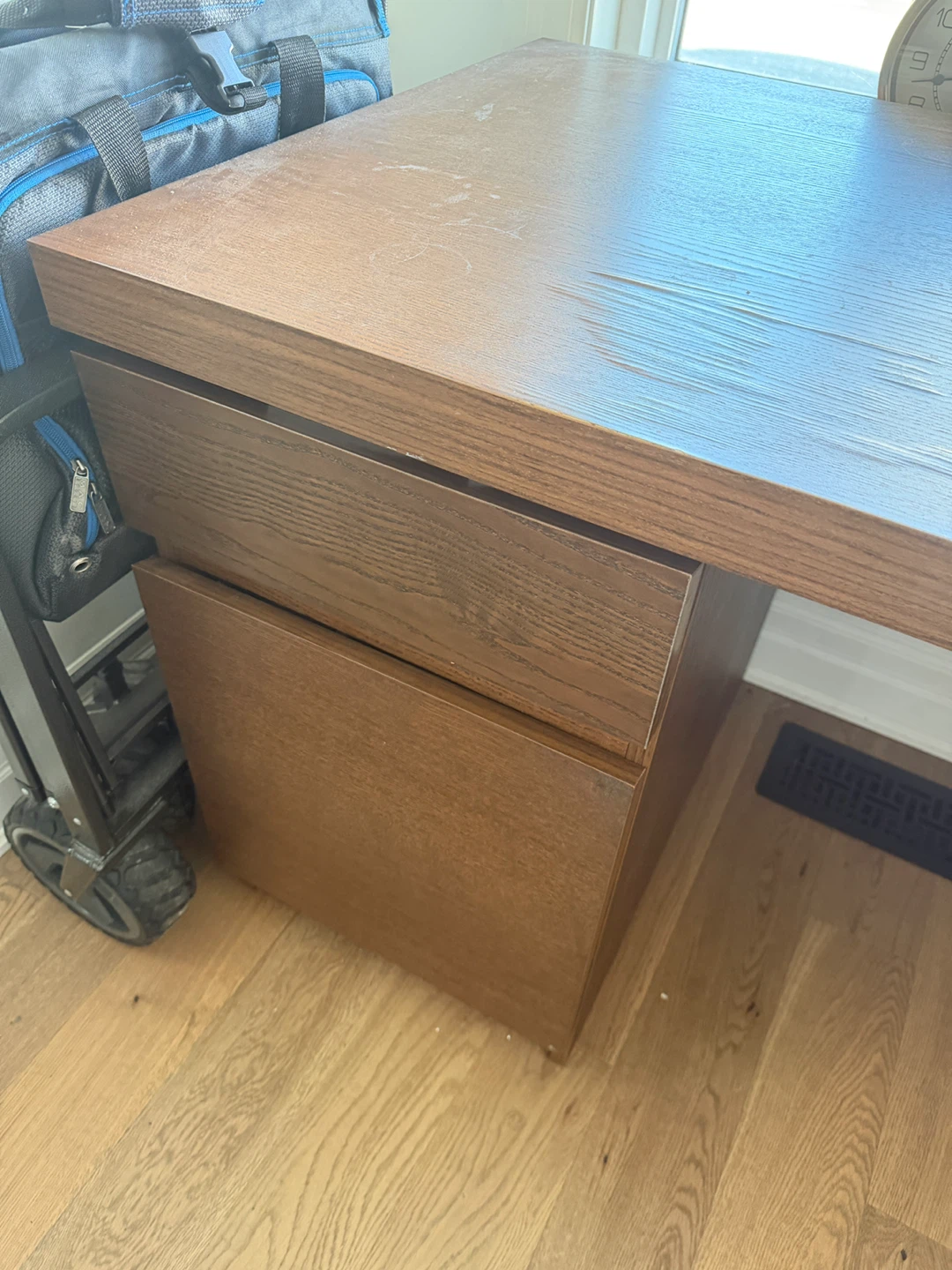 Dark wood desk with storage drawer - photo 4