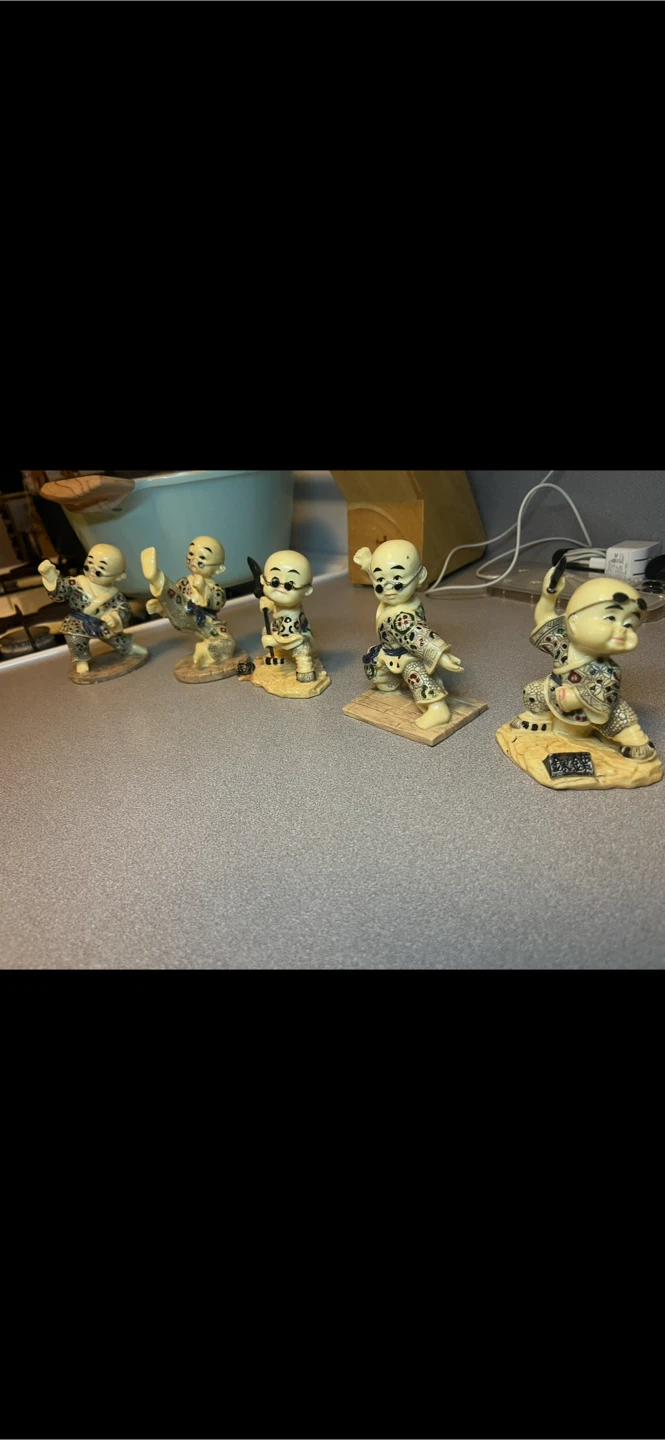 Set of 6 Vintage Kung Fu Monk Figurines