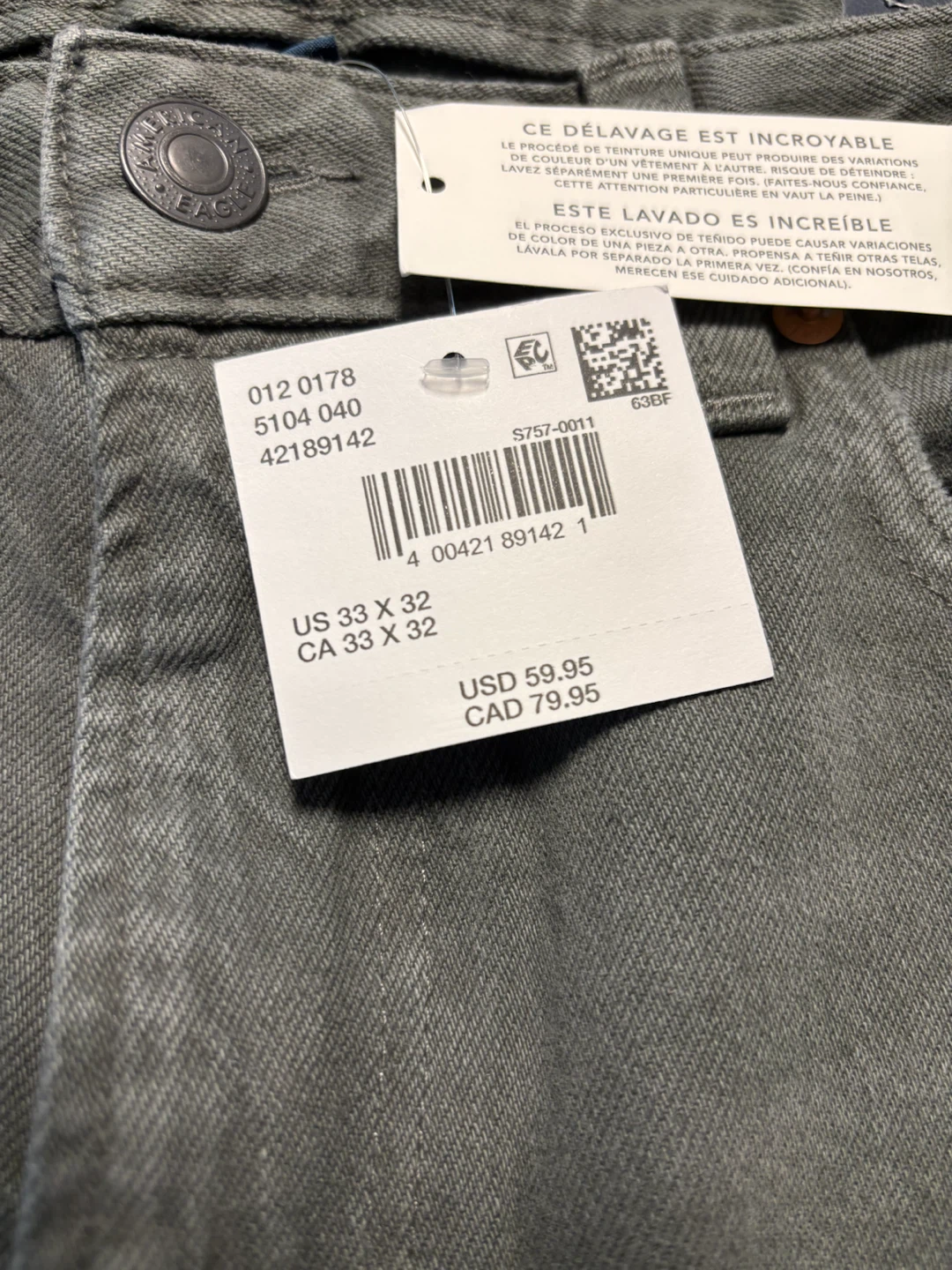 Men’s American Eagle Slim Straight Jeans Grey Brand new - photo 2