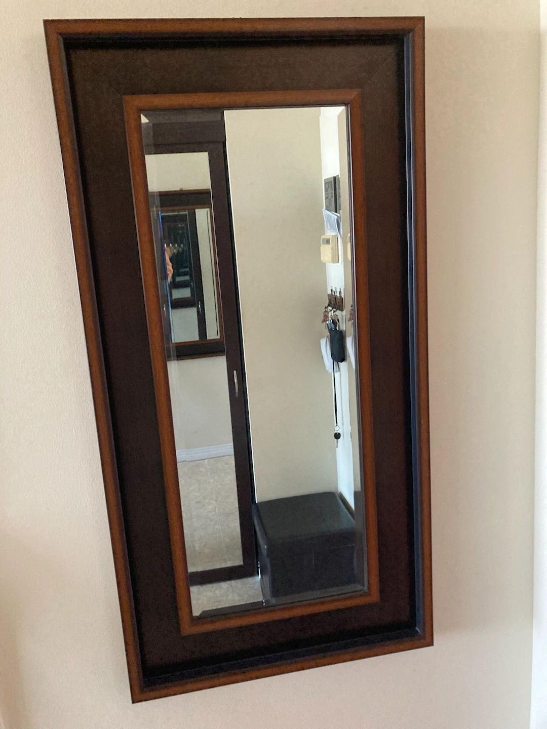 Wall Mounted Mirror with Wooden Frame