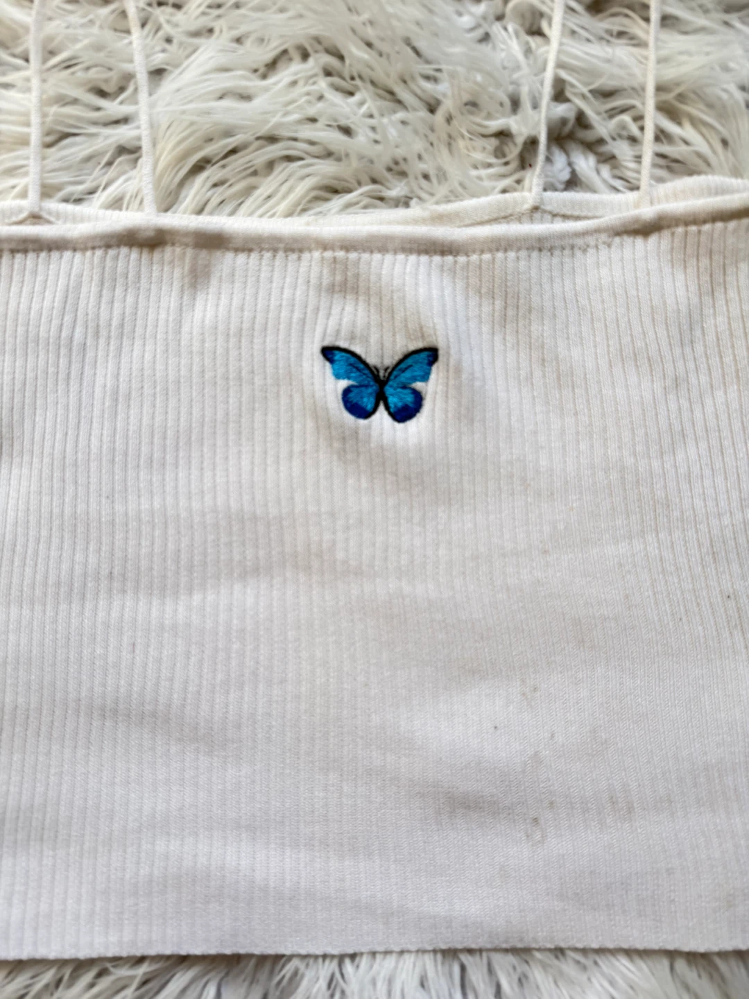 White butterfly ribbed cami top - photo 2