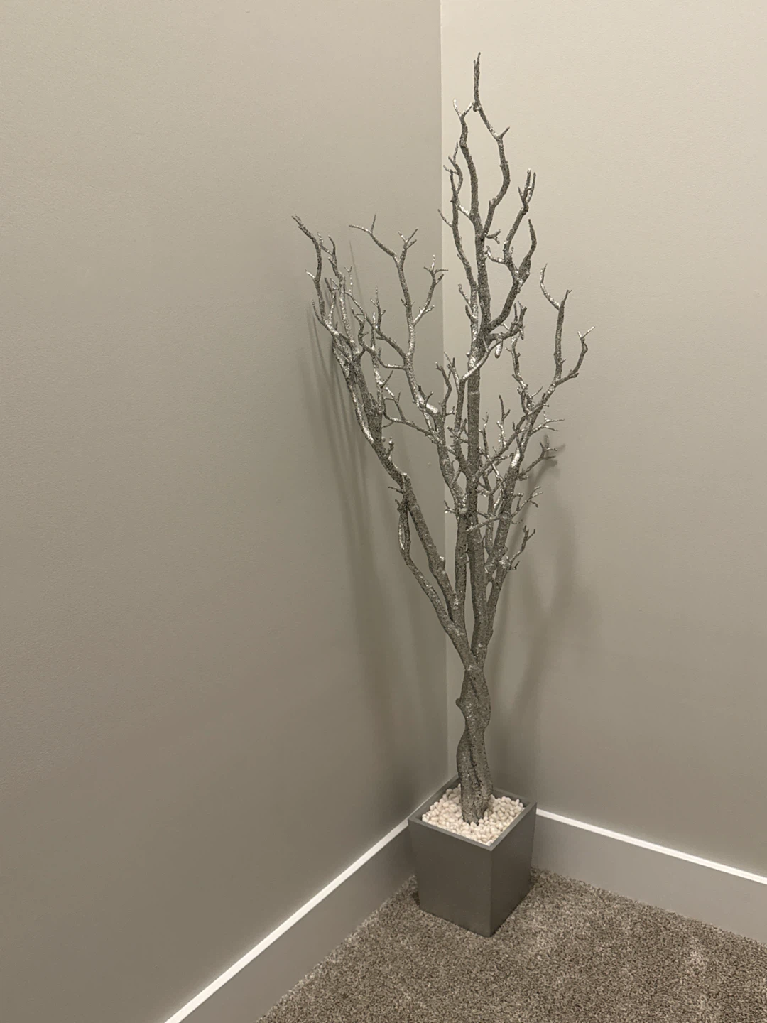 Set of two decorative silver 4ft glitter trees - photo 3