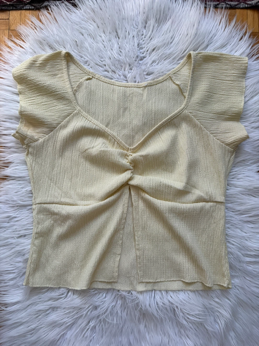 Light Yellow Twist-Front Top