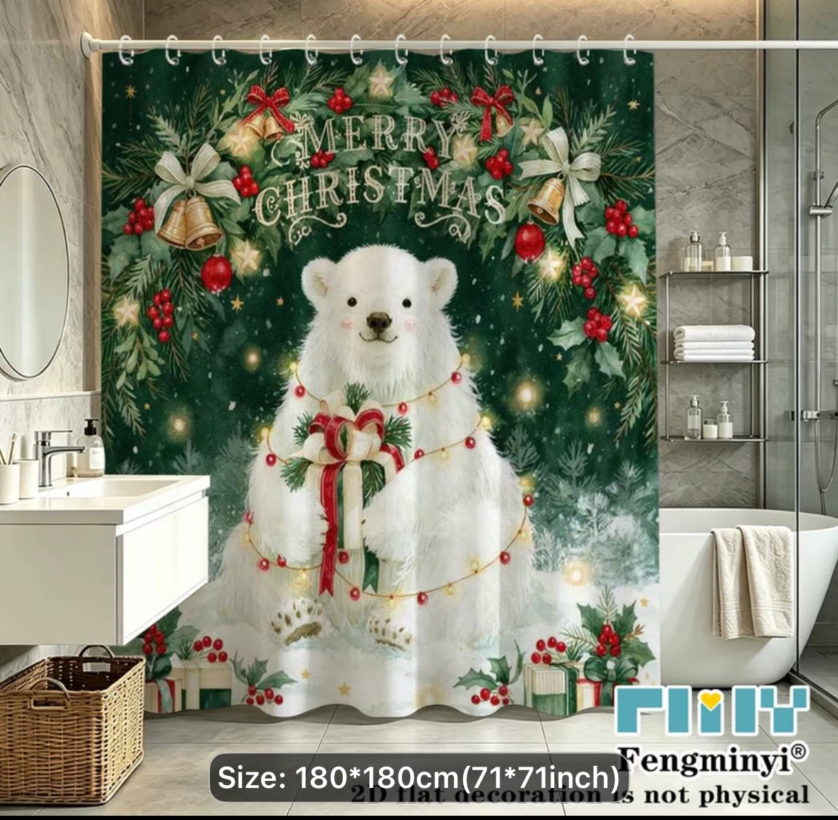 Christmas Polar Bear Shower Curtain
