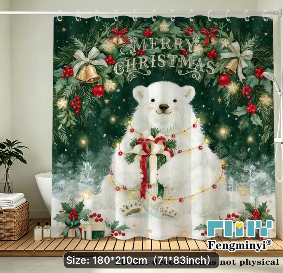 Christmas Polar Bear Shower Curtain - photo 3