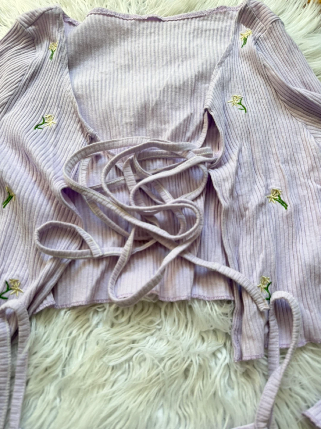 Lilac Floral Embroidered Two-Piece Set - photo 2