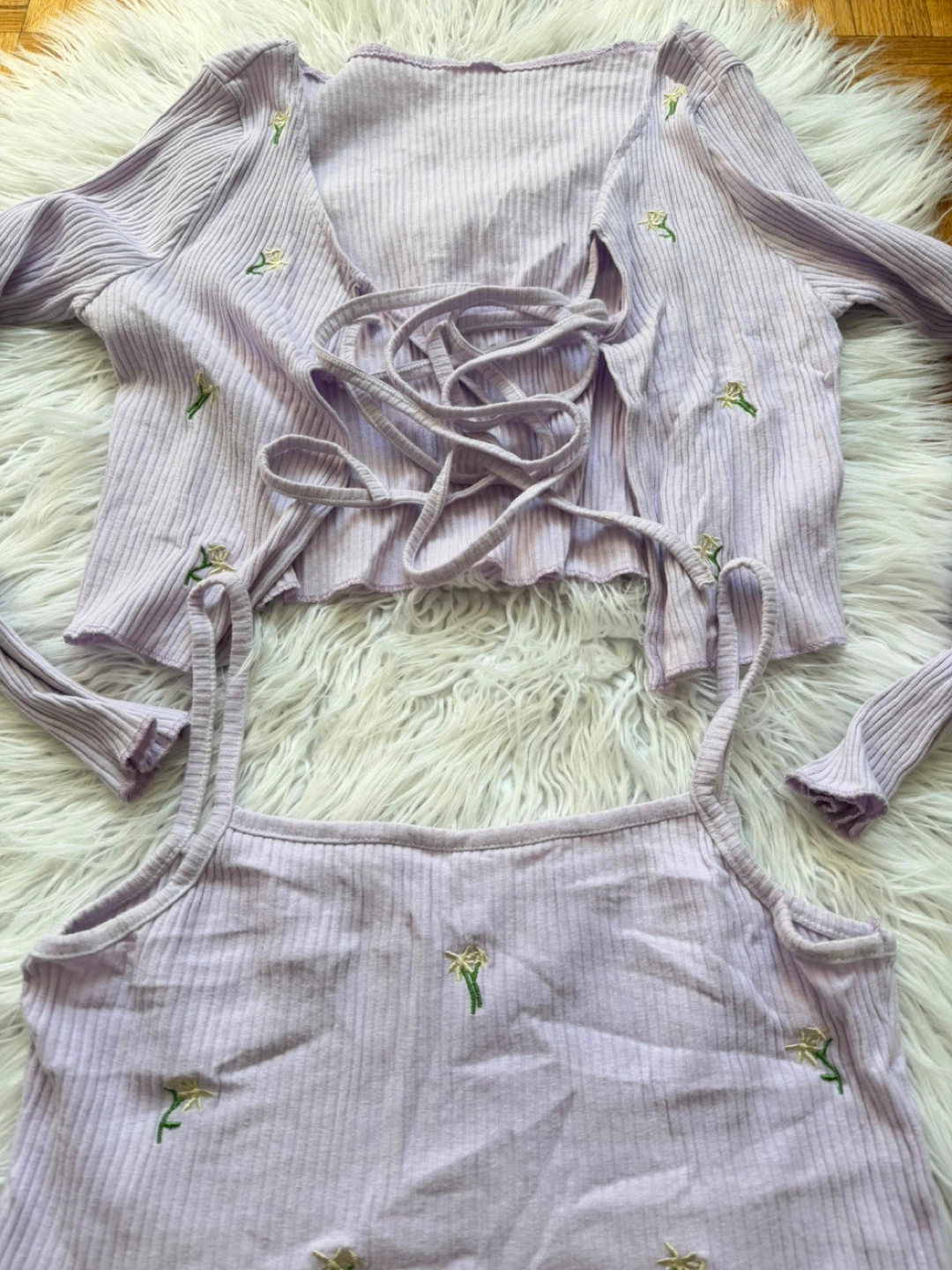 Lilac Floral Embroidered Two-Piece Set - photo 3