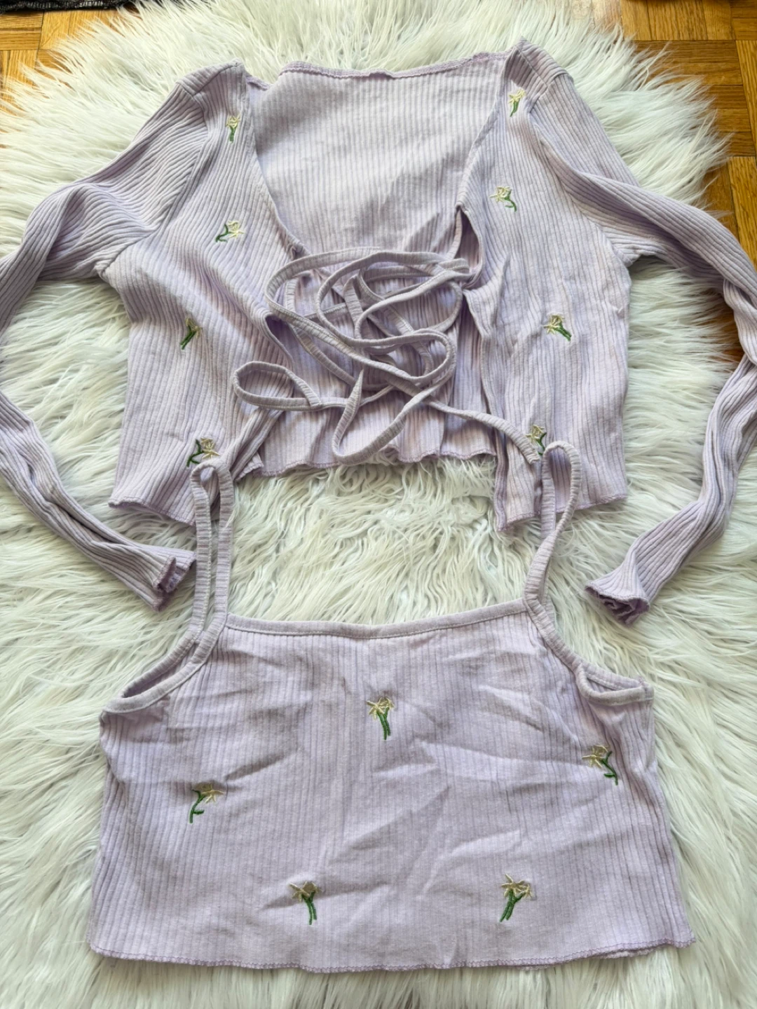 Lilac Floral Embroidered Two-Piece Set - photo 4
