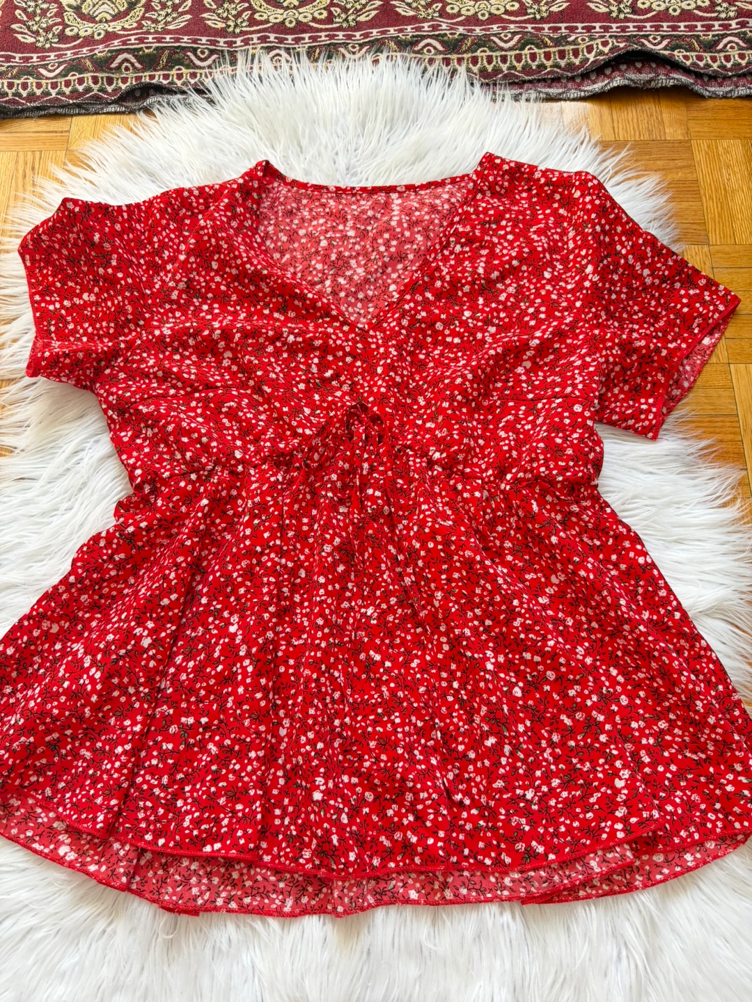 Red Floral Peplum Top
