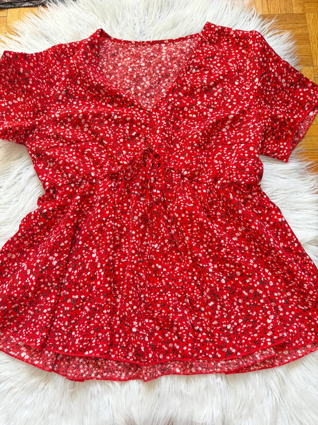 Red Floral Peplum Top - photo 2