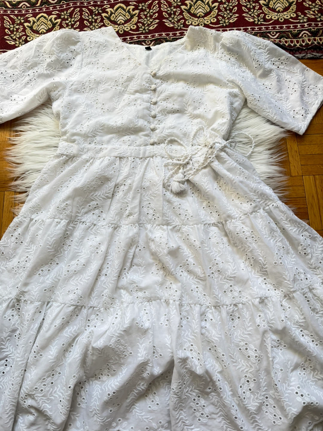 White Eyelet Embroidered Midi Dress - photo 2