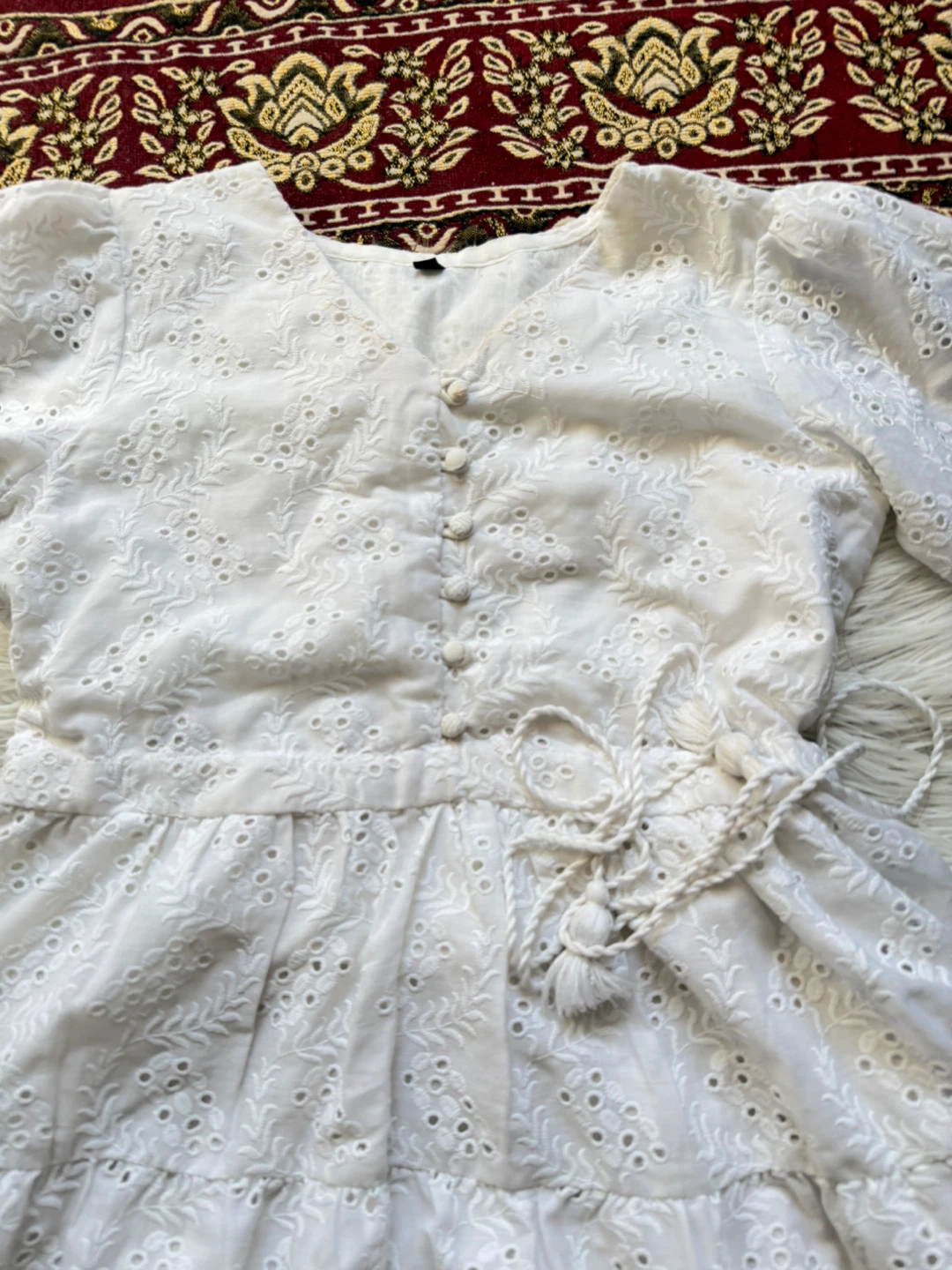 White Eyelet Embroidered Midi Dress - photo 3