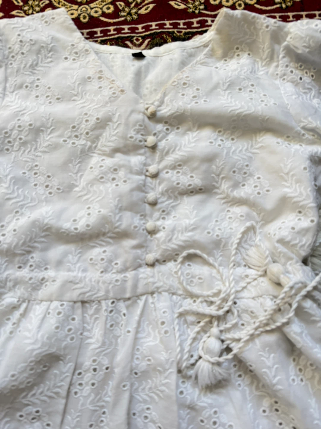 White Eyelet Embroidered Midi Dress - photo 4