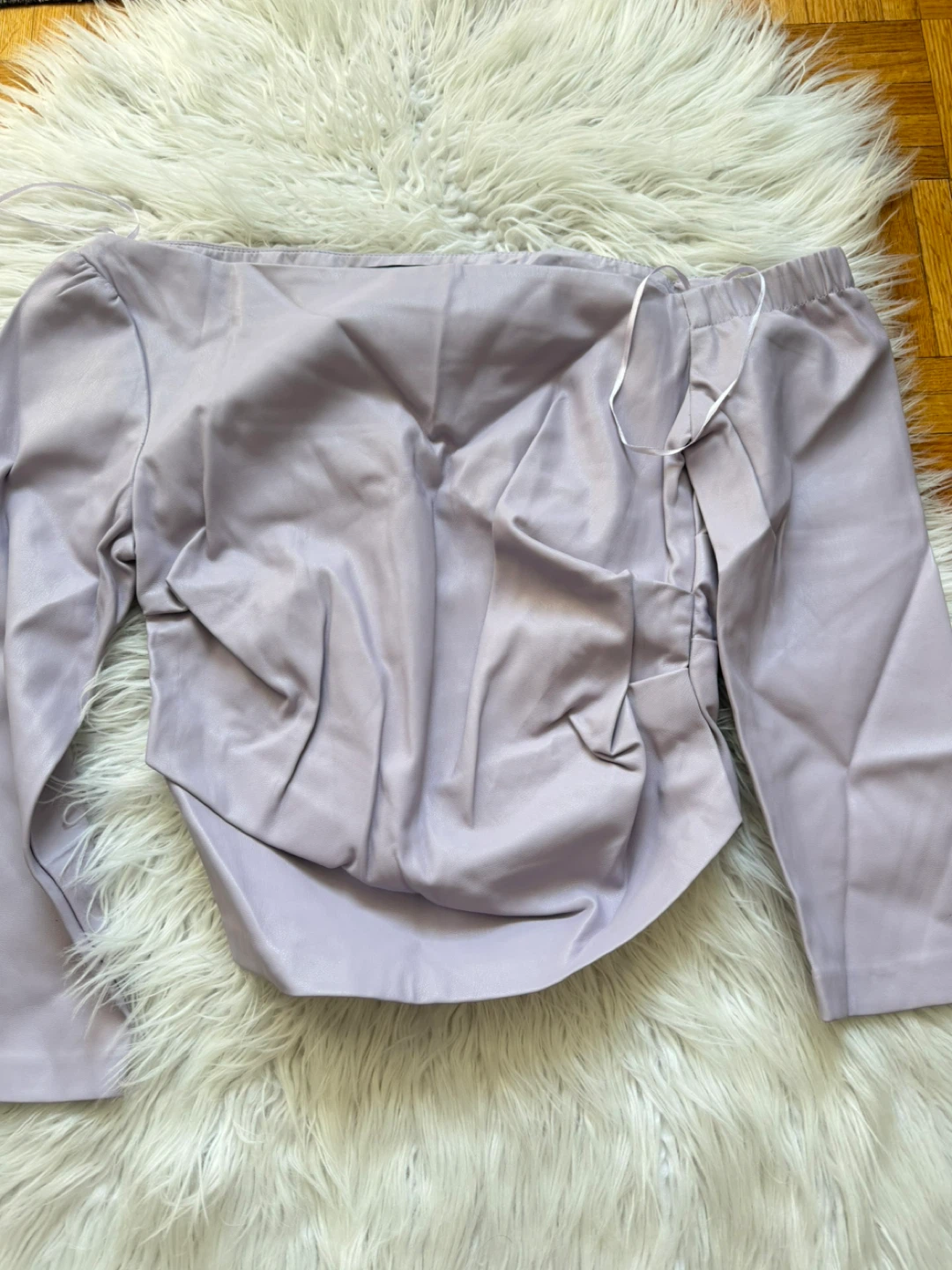 Lilac Faux Leather Off-Shoulder Top - photo 2