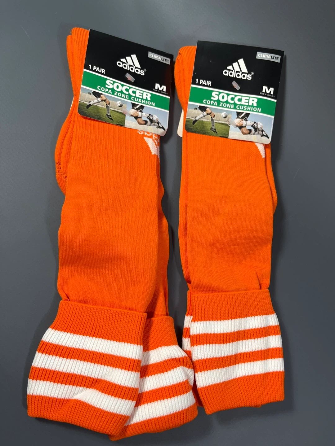 NEW Adidas Soccer Socks (2 Pairs) - Size Medium (Orange/White) - photo 4