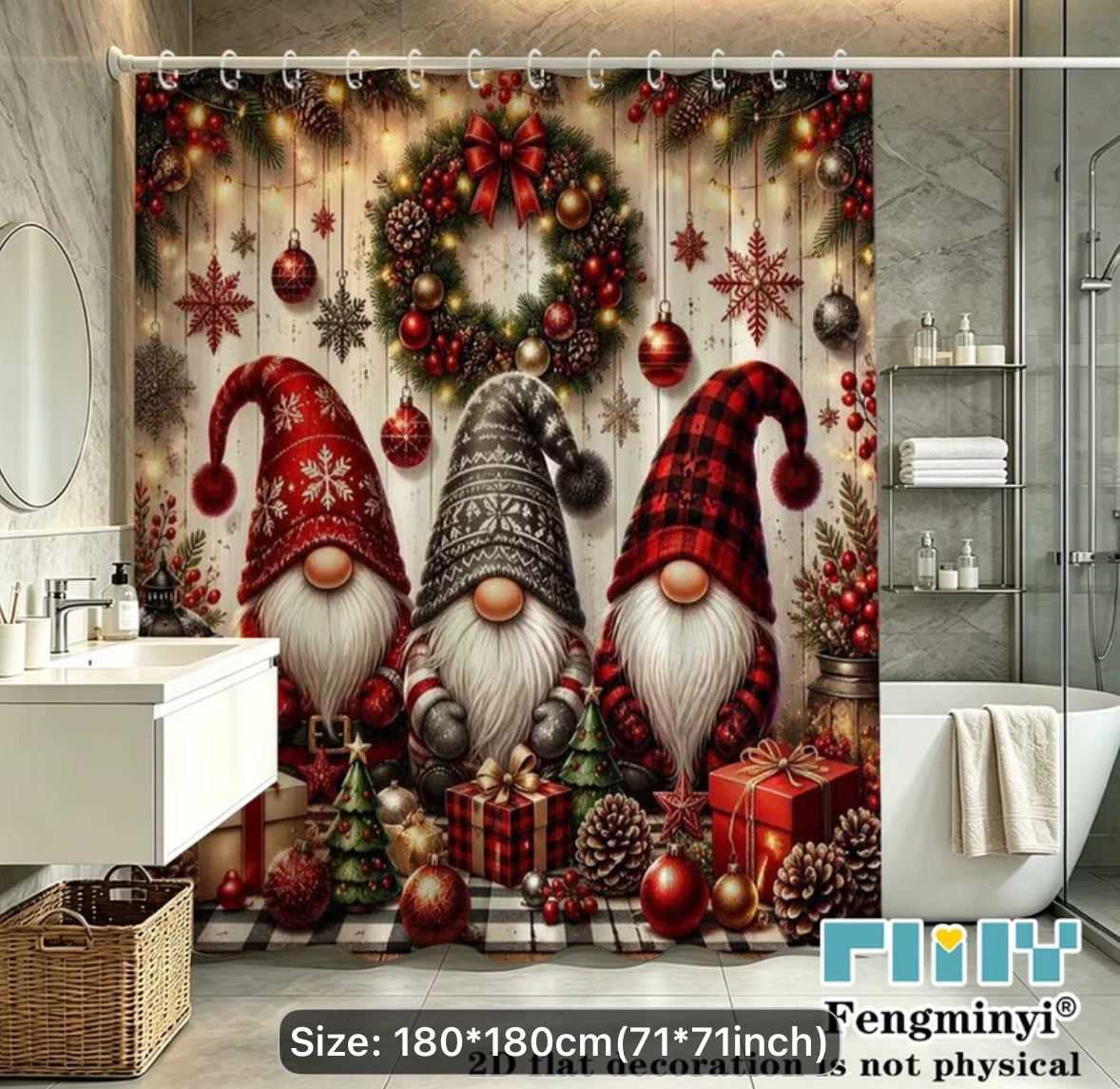 Christmas Gnome Shower Curtain