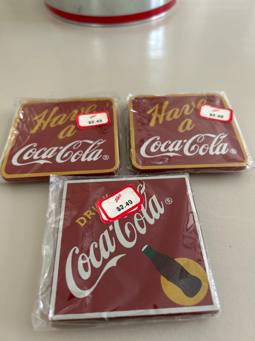 Coca-Cola Metal Bucket and 3 Magnetic Coasters - photo 3
