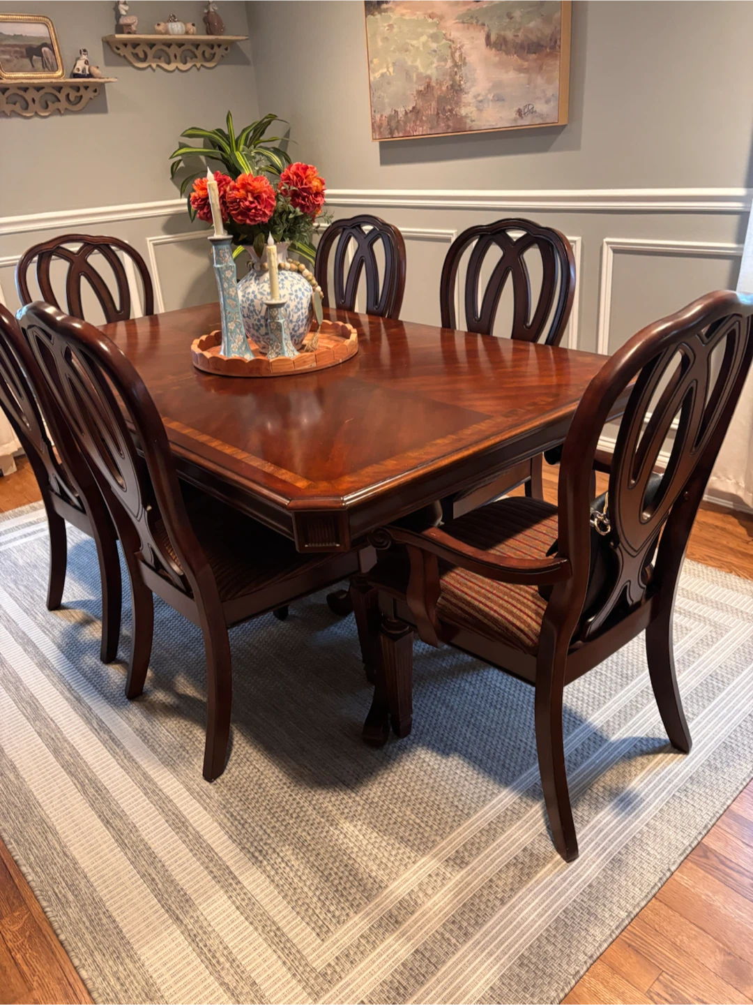 Formal Dining Table and Hutch Set