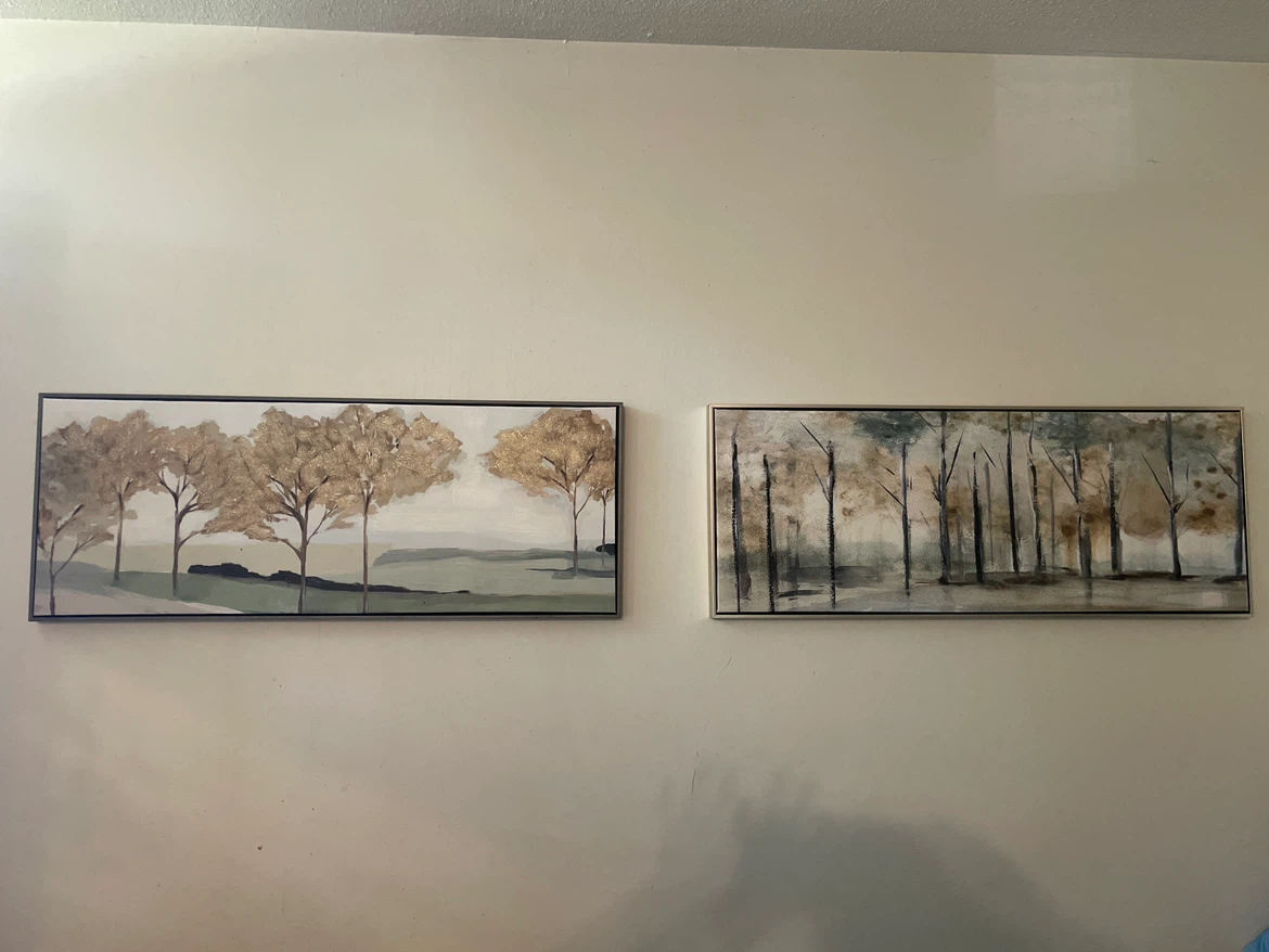 Set of two long landscape canvas paintings