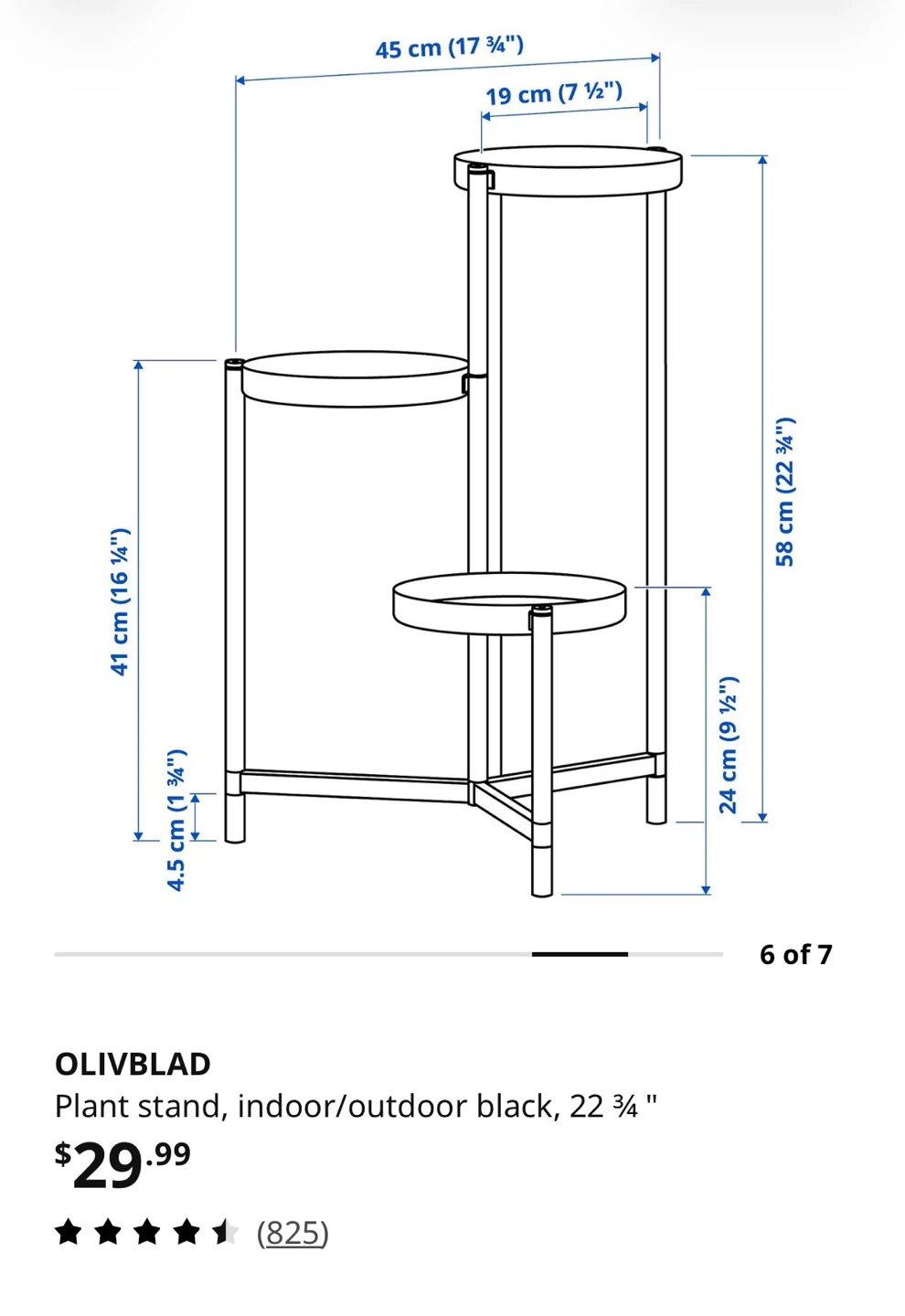 IKEA OLIVBLAD black plant stand - photo 3