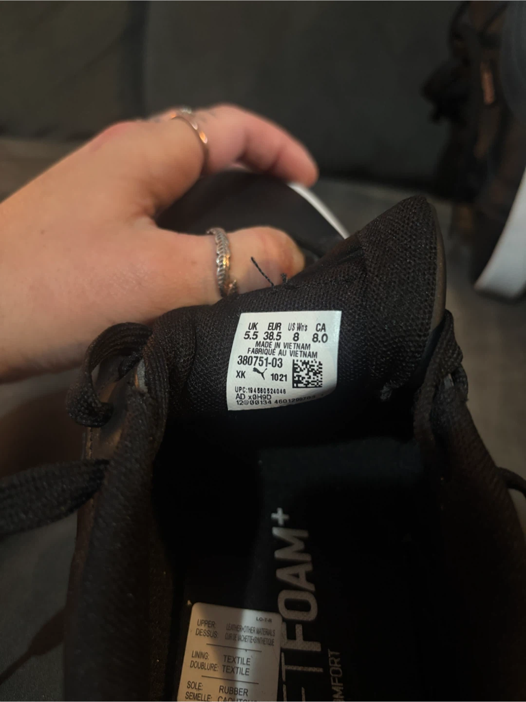 Puma Black and Rose Gold Sneakers Size 8 - photo 4