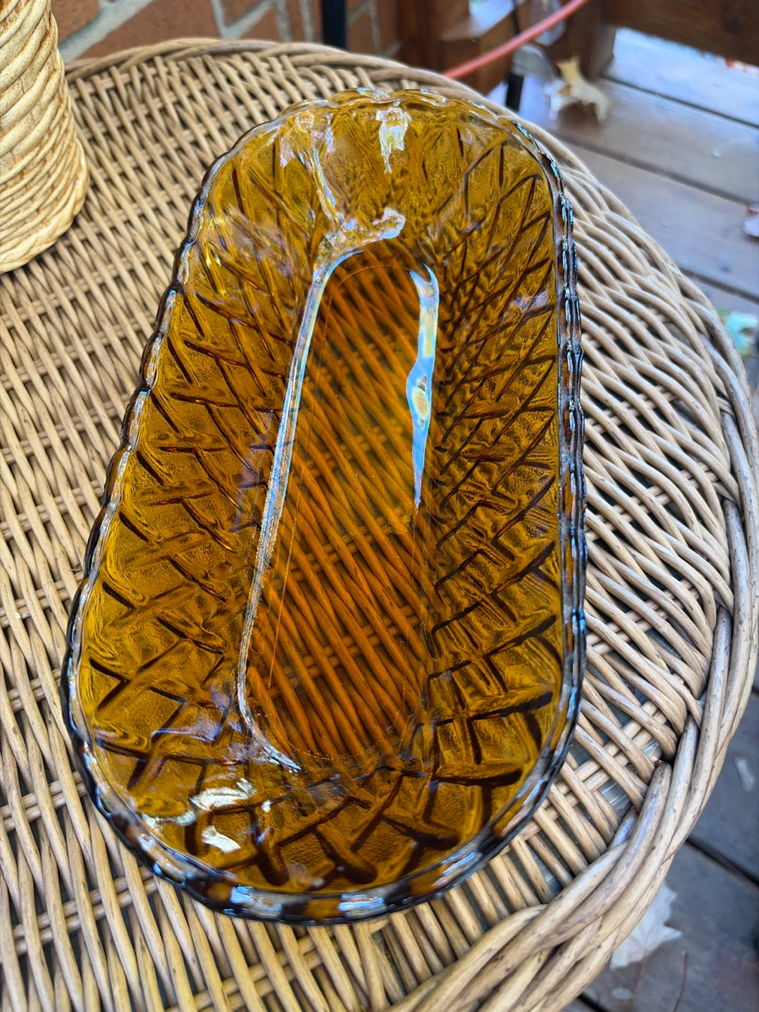 Vintage Indiana Glass Marigold Basketweave Dish - photo 2